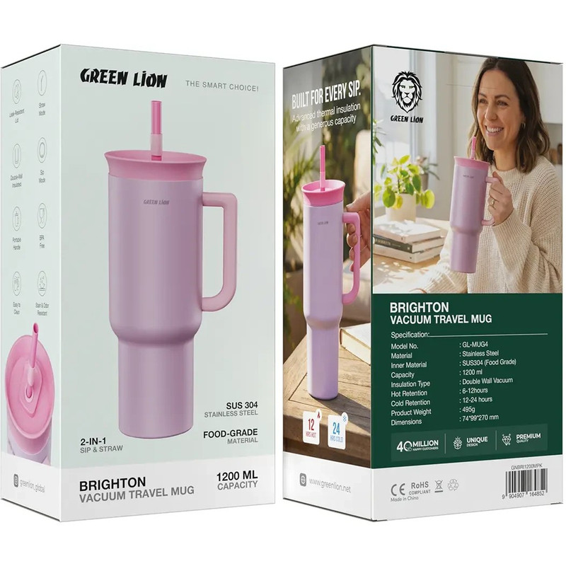 تراول ماگ گرین لاین مدل Brighton Vacuum GNBRI1200M گنجایش 1.2 لیتر